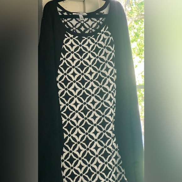 Women’s Midi Length Form Fitting Sweater Dress With Slimming Black Sides Sz XL - Picture 2 of 7